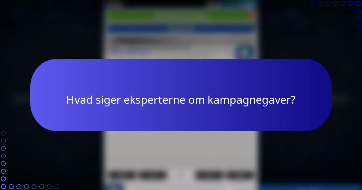 Hvad siger eksperterne om kampagnegaver?