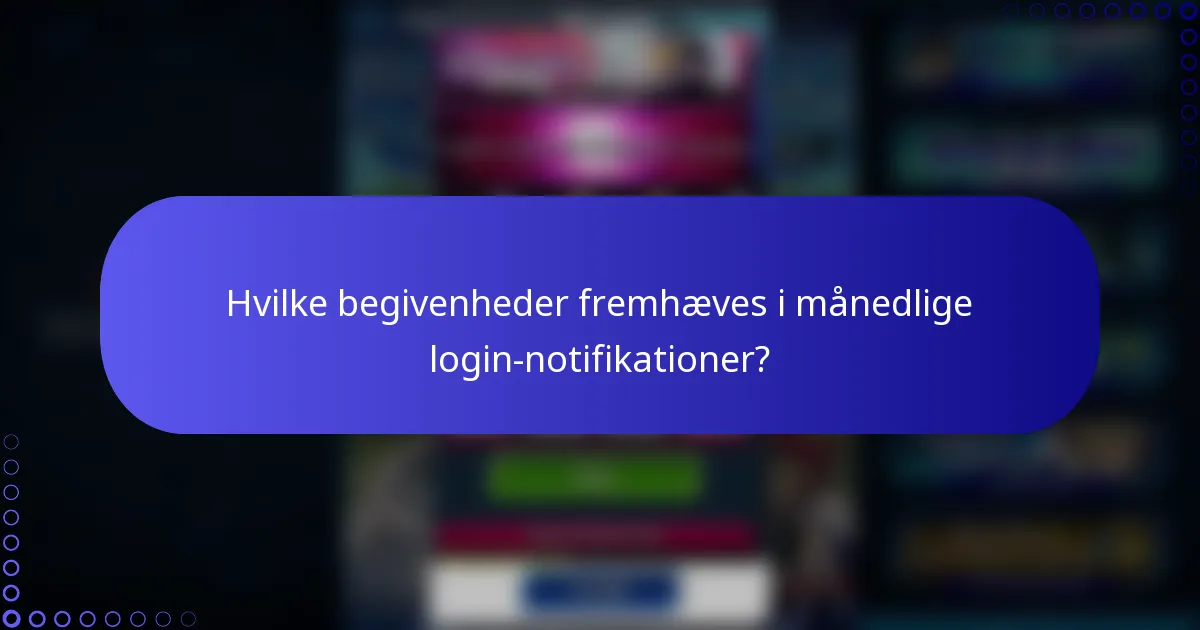 Hvilke begivenheder fremhæves i månedlige login-notifikationer?