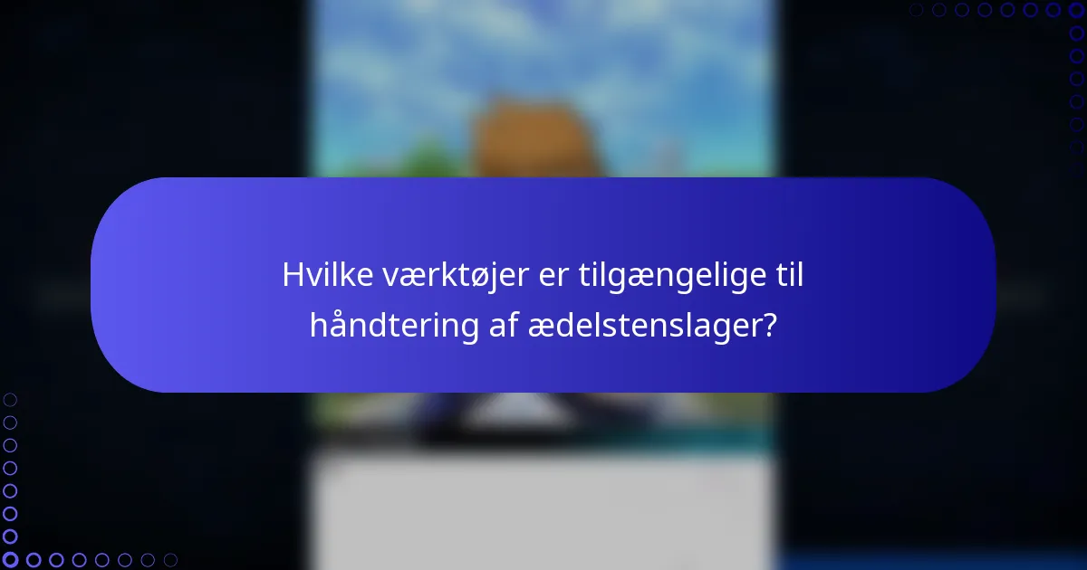 Hvilke værktøjer er tilgængelige til håndtering af ædelstenslager?